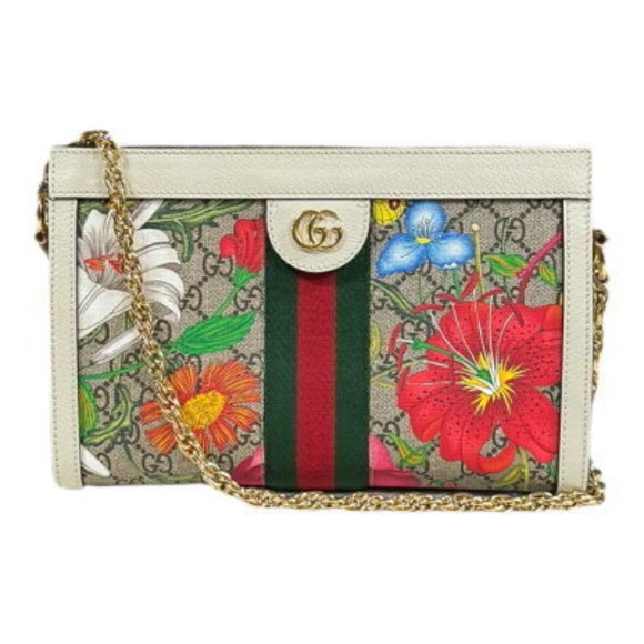 Gucci GG Flora Ophidia Shoulder Bag Leather White Chain - Picture 1 of 6